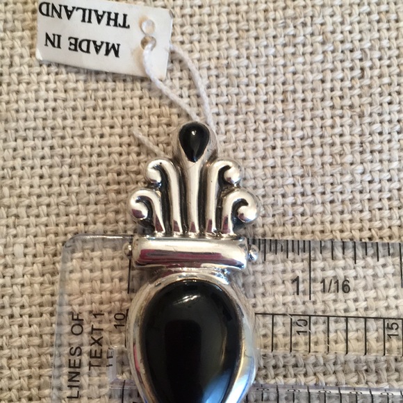 Sterling Silver Black Tear Drop Enhancer Pendant - Picture 9 of 11